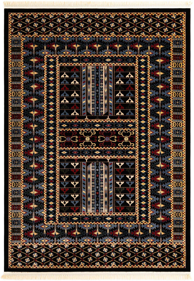 Black 7' 1 x 10' Tekke Rectangle Area Rug Classic Traditional Vintage Design Carpet for Living Rooms, Dining, Bedrooms, Office Space for Sale at Rug Engine