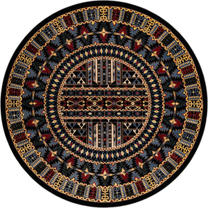 Black 7' 10 x 7' 10 Tekke Round Area Rug Classic Traditional Vintage Design Carpet for Living Rooms, Dining, Bedrooms, Office Space for Sale at Rug Engine