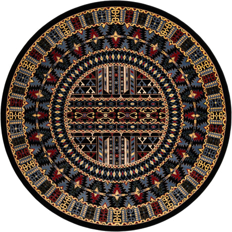 Black 7' 10 x 7' 10 Tekke Round Area Rug Classic Traditional Vintage Design Carpet for Living Rooms, Dining, Bedrooms, Office Space for Sale at Rug Engine