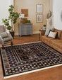 Black 7' 10 x 7' 10 Tekke Square Area Rug Classic Traditional Vintage Design Carpet for Living Rooms, Dining, Bedrooms, Office Space for Sale at Rug Engine