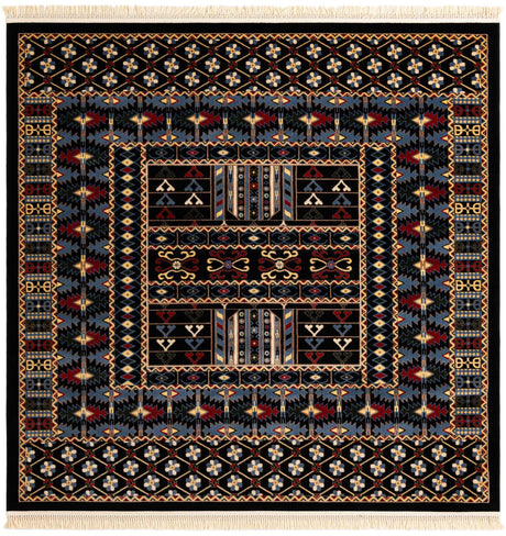 Black 7' 10 x 7' 10 Tekke Square Area Rug Classic Traditional Vintage Design Carpet for Living Rooms, Dining, Bedrooms, Office Space for Sale at Rug Engine