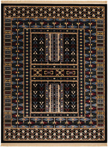 Black 9' x 12' Tekke Rectangle Area Rug Classic Traditional Vintage Design Carpet for Living Rooms, Dining, Bedrooms, Office Space for Sale at Rug Engine
