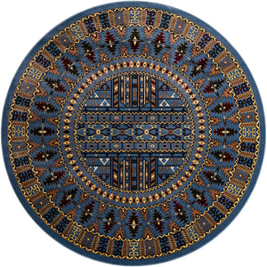 Blue 10' x 10' Tekke Round Area Rug Classic Traditional Vintage Design Carpet for Living Rooms, Dining, Bedrooms, Office Space for Sale at Rug Engine