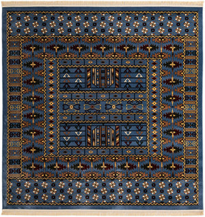 Blue 10' x 10' Tekke Square Area Rug Classic Traditional Vintage Design Carpet for Living Rooms, Dining, Bedrooms, Office Space for Sale at Rug Engine