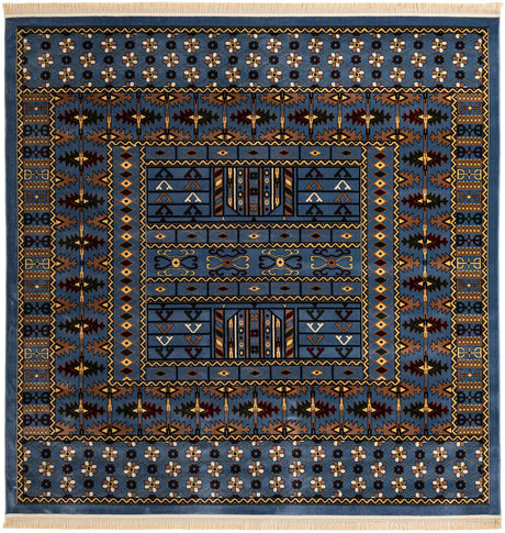 Blue 10' x 10' Tekke Square Area Rug Classic Traditional Vintage Design Carpet for Living Rooms, Dining, Bedrooms, Office Space for Sale at Rug Engine