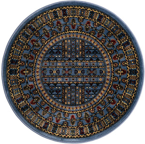 Blue 3' 1 x 3' 1 Tekke Round Area Rug Classic Traditional Vintage Design Carpet for Living Rooms, Dining, Bedrooms, Office Space for Sale at Rug Engine