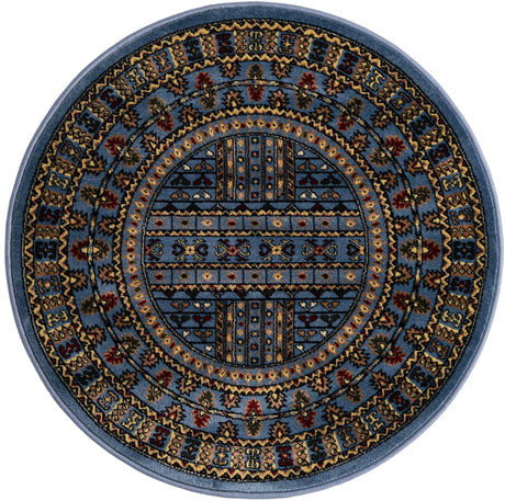 Blue 3' 1 x 3' 1 Tekke Round Area Rug Classic Traditional Vintage Design Carpet for Living Rooms, Dining, Bedrooms, Office Space for Sale at Rug Engine
