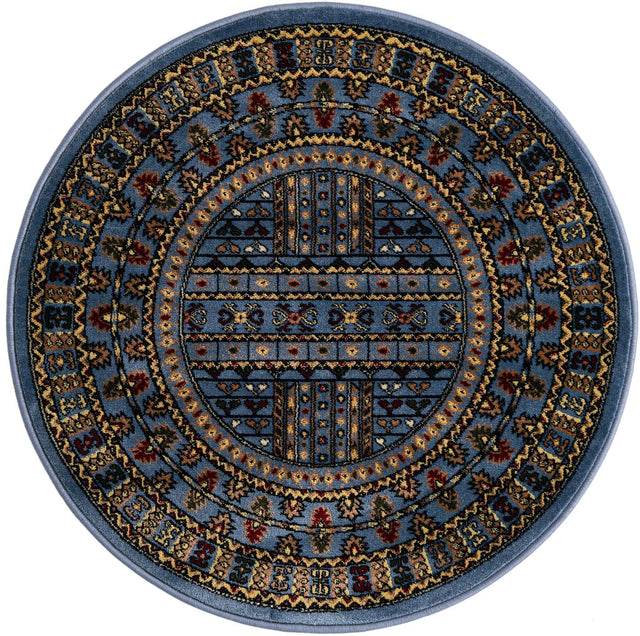 Blue 3' 1 x 3' 1 Tekke Round Area Rug Classic Traditional Vintage Design Carpet for Living Rooms, Dining, Bedrooms, Office Space for Sale at Rug Engine
