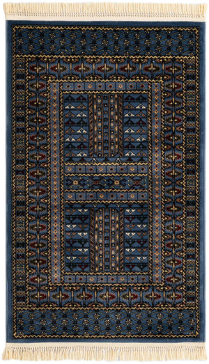Blue 3' 1 x 5' 3 Tekke Rectangle Area Rug Classic Traditional Vintage Design Carpet for Living Rooms, Dining, Bedrooms, Office Space for Sale at Rug Engine