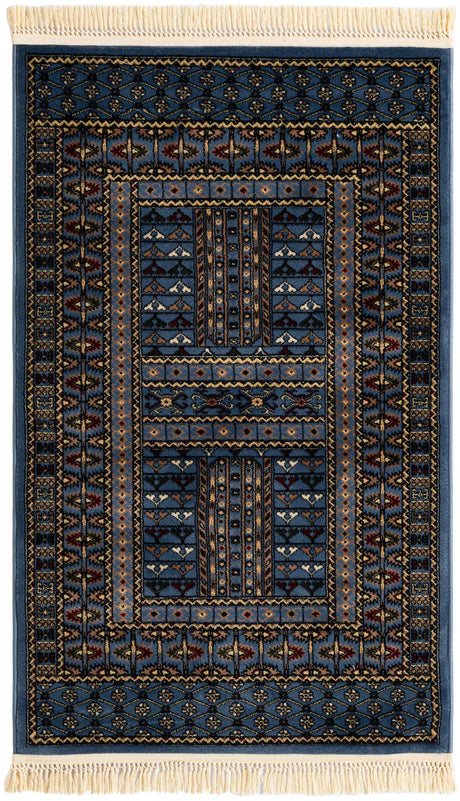 Blue 3' 1 x 5' 3 Tekke Rectangle Area Rug Classic Traditional Vintage Design Carpet for Living Rooms, Dining, Bedrooms, Office Space for Sale at Rug Engine