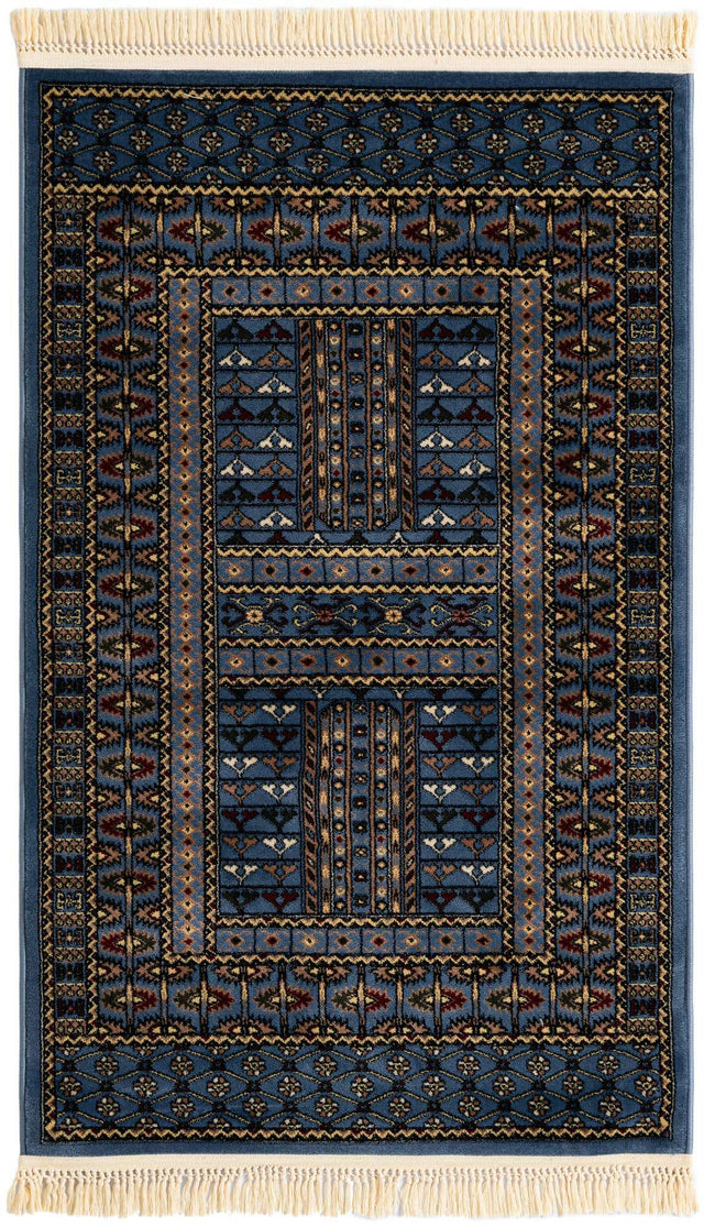 Blue 3' 1 x 5' 3 Tekke Rectangle Area Rug Classic Traditional Vintage Design Carpet for Living Rooms, Dining, Bedrooms, Office Space for Sale at Rug Engine