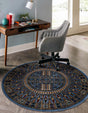 Blue 6' 1 x 6' 1 Tekke Round Area Rug Classic Traditional Vintage Design Carpet for Living Rooms, Dining, Bedrooms, Office Space for Sale at Rug Engine