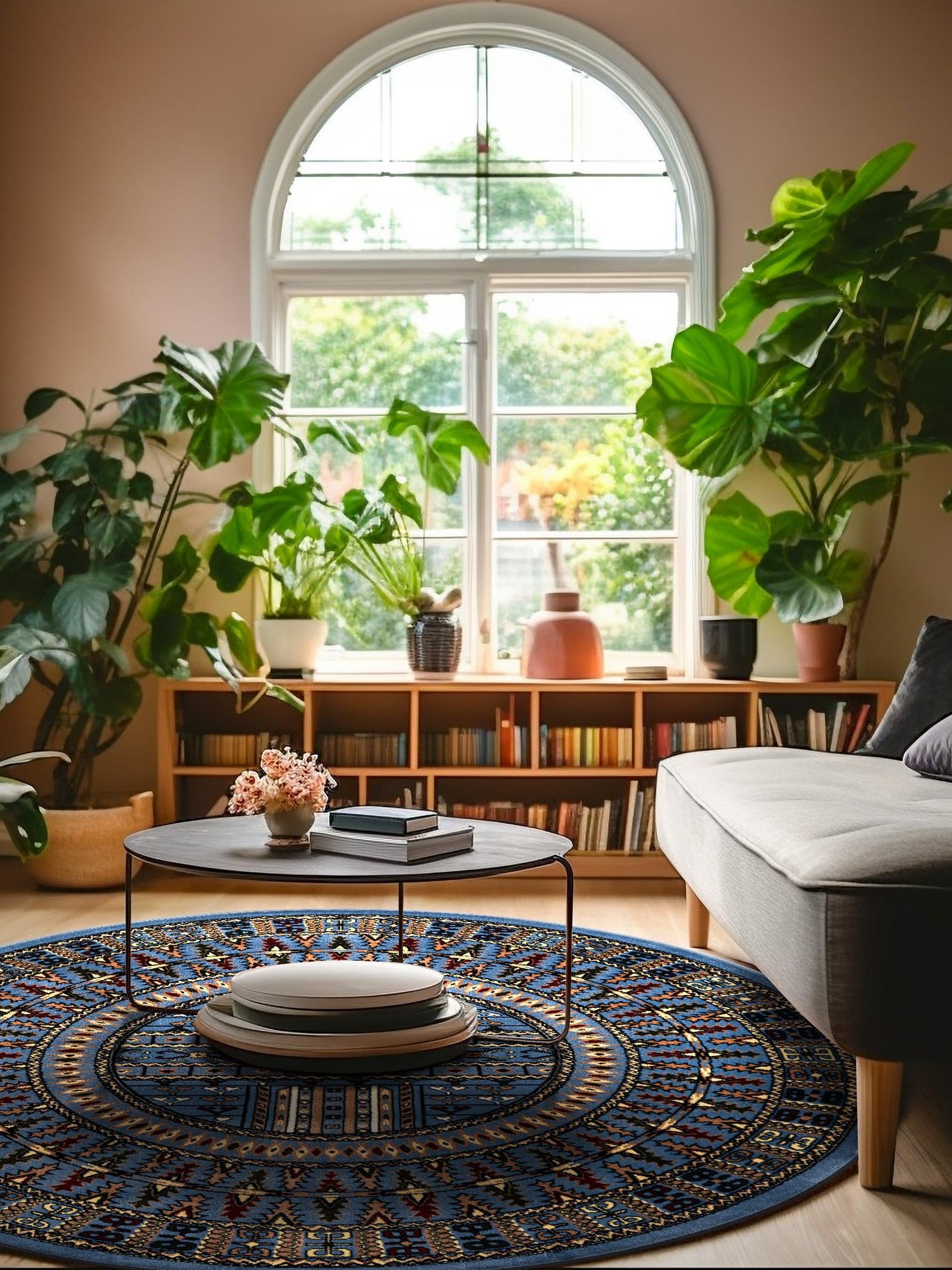 Blue 3' 1 x 3' 1 Tekke Round Area Rug Classic Traditional Vintage Design Carpet for Living Rooms, Dining, Bedrooms, Office Space for Sale at Rug Engine