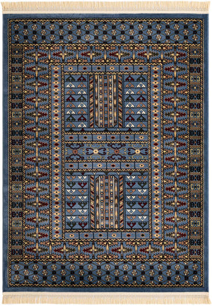 Blue 5' 3 x 7' 1 Tekke Rectangle Area Rug Classic Traditional Vintage Design Carpet for Living Rooms, Dining, Bedrooms, Office Space for Sale at Rug Engine
