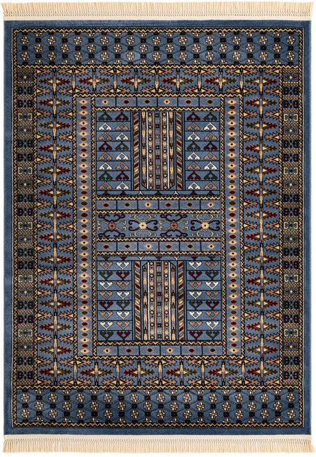 Blue 5' 3 x 7' 1 Tekke Rectangle Area Rug Classic Traditional Vintage Design Carpet for Living Rooms, Dining, Bedrooms, Office Space for Sale at Rug Engine