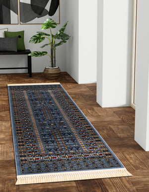 Blue 2' x 8' Tekke Runner Area Rug Classic Traditional Vintage Design Carpet for Living Rooms, Dining, Bedrooms, Office Space for Sale at Rug Engine