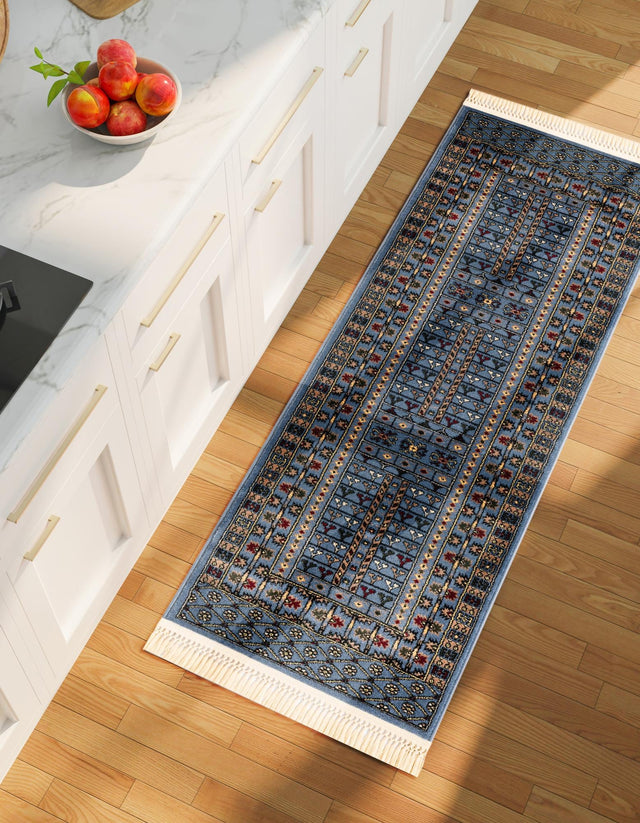 Blue 2' x 8' Tekke Runner Area Rug Classic Traditional Vintage Design Carpet for Living Rooms, Dining, Bedrooms, Office Space for Sale at Rug Engine