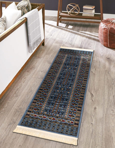 Blue 2' x 6' 1 Tekke Runner Area Rug Classic Traditional Vintage Design Carpet for Living Rooms, Dining, Bedrooms, Office Space for Sale at Rug Engine