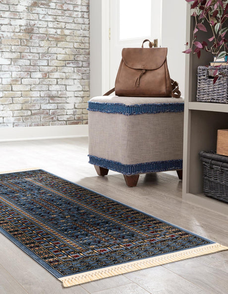 Blue 2' 7 x 10' Tekke Runner Area Rug Classic Traditional Vintage Design Carpet for Living Rooms, Dining, Bedrooms, Office Space for Sale at Rug Engine