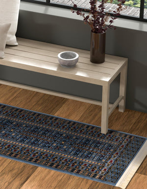 Blue 2' x 8' Tekke Runner Area Rug Classic Traditional Vintage Design Carpet for Living Rooms, Dining, Bedrooms, Office Space for Sale at Rug Engine