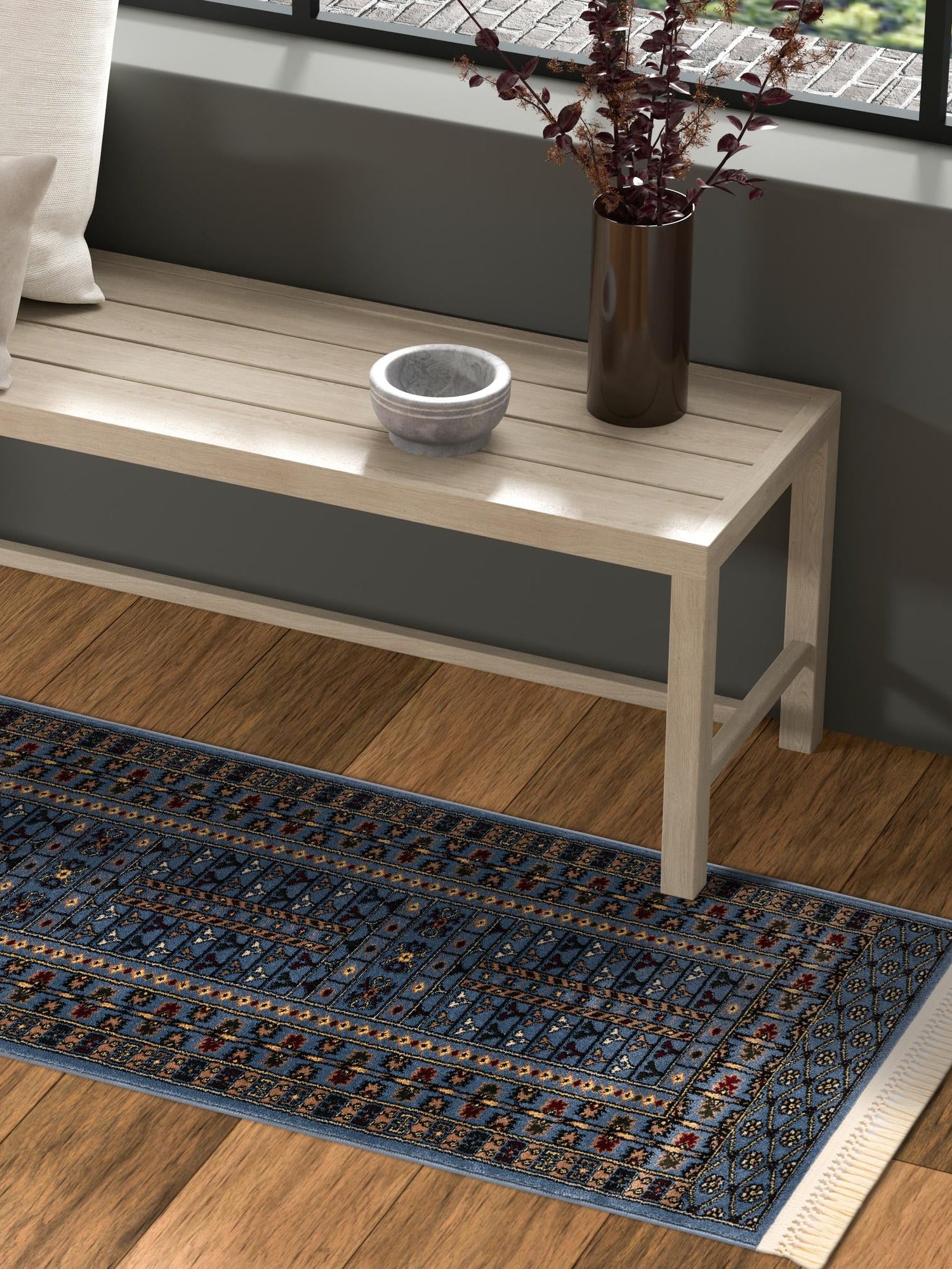 Blue 2' 7 x 10' Tekke Runner Area Rug Classic Traditional Vintage Design Carpet for Living Rooms, Dining, Bedrooms, Office Space for Sale at Rug Engine