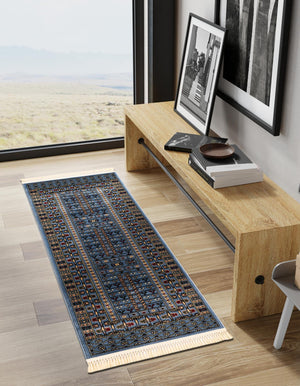 Blue 2' x 8' Tekke Runner Area Rug Classic Traditional Vintage Design Carpet for Living Rooms, Dining, Bedrooms, Office Space for Sale at Rug Engine