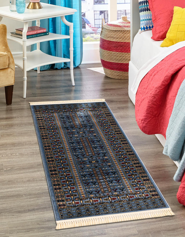 Blue 2' x 8' Tekke Runner Area Rug Classic Traditional Vintage Design Carpet for Living Rooms, Dining, Bedrooms, Office Space for Sale at Rug Engine