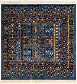 Blue 6' 1 x 6' 1 Tekke Square Area Rug Classic Traditional Vintage Design Carpet for Living Rooms, Dining, Bedrooms, Office Space for Sale at Rug Engine