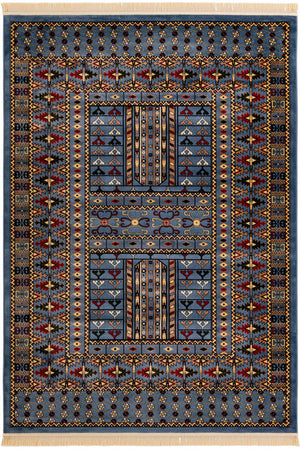 Blue 7' 1 x 10' Tekke Rectangle Area Rug Classic Traditional Vintage Design Carpet for Living Rooms, Dining, Bedrooms, Office Space for Sale at Rug Engine