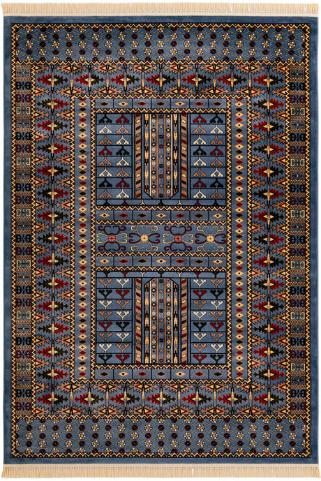Blue 7' 1 x 10' Tekke Rectangle Area Rug Classic Traditional Vintage Design Carpet for Living Rooms, Dining, Bedrooms, Office Space for Sale at Rug Engine