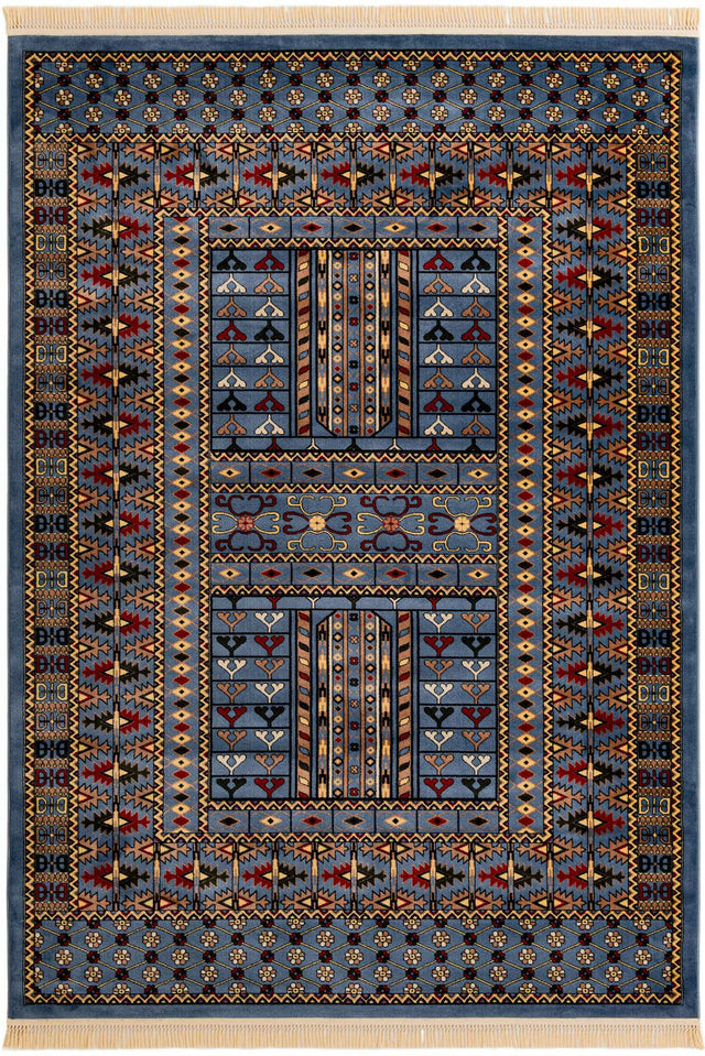 Blue 7' 1 x 10' Tekke Rectangle Area Rug Classic Traditional Vintage Design Carpet for Living Rooms, Dining, Bedrooms, Office Space for Sale at Rug Engine