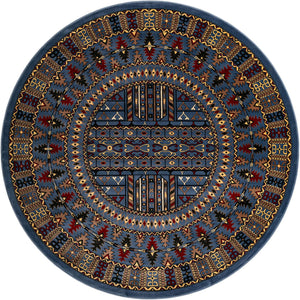 Blue 7' 10 x 7' 10 Tekke Round Area Rug Classic Traditional Vintage Design Carpet for Living Rooms, Dining, Bedrooms, Office Space for Sale at Rug Engine