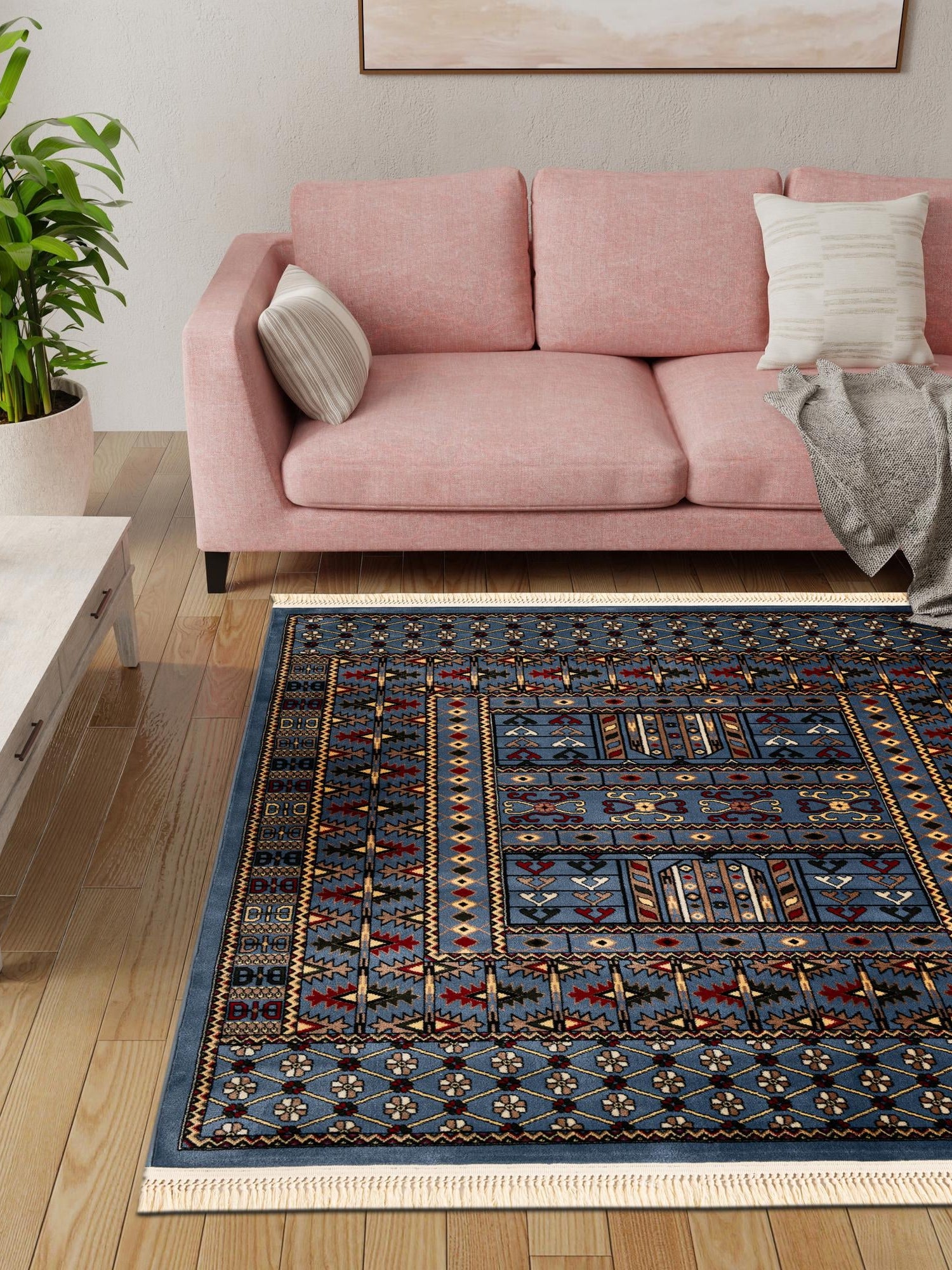Blue 6' 1 x 6' 1 Tekke Square Area Rug Classic Traditional Vintage Design Carpet for Living Rooms, Dining, Bedrooms, Office Space for Sale at Rug Engine