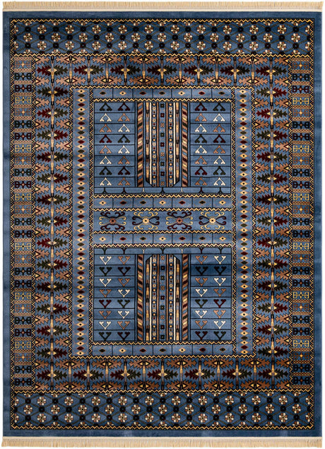 Blue 9' x 12' Tekke Rectangle Area Rug Classic Traditional Vintage Design Carpet for Living Rooms, Dining, Bedrooms, Office Space for Sale at Rug Engine