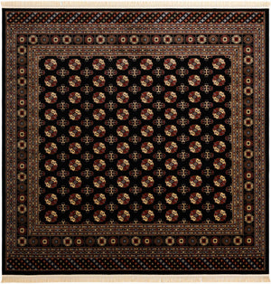 Black 10' x 10' Tekke Square Area Rug Classic Traditional Vintage Design Carpet for Living Rooms, Dining, Bedrooms, Office Space for Sale at Rug Engine