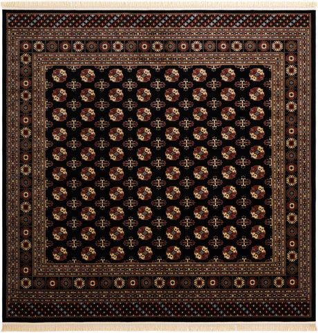 Black 10' x 10' Tekke Square Area Rug Classic Traditional Vintage Design Carpet for Living Rooms, Dining, Bedrooms, Office Space for Sale at Rug Engine