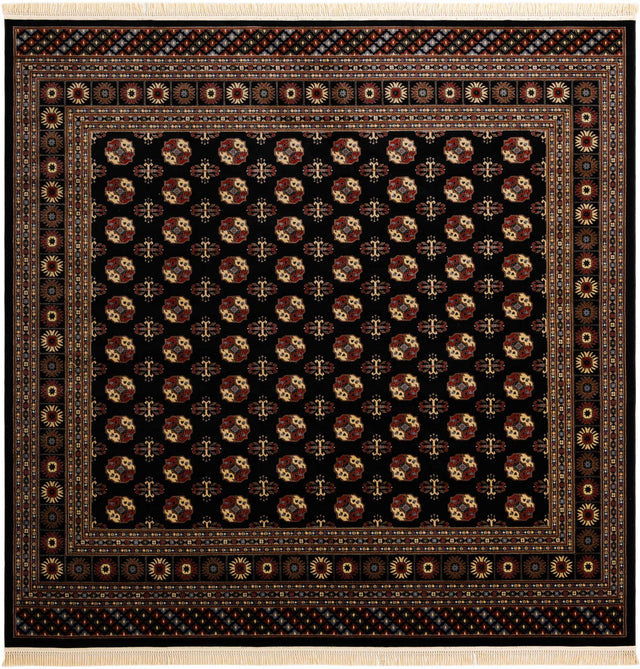 Black 10' x 10' Tekke Square Area Rug Classic Traditional Vintage Design Carpet for Living Rooms, Dining, Bedrooms, Office Space for Sale at Rug Engine