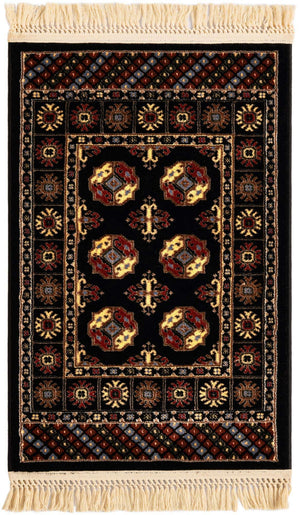 Black 2' x 3' 1 Tekke Rectangle Area Rug Classic Traditional Vintage Design Carpet for Living Rooms, Dining, Bedrooms, Office Space for Sale at Rug Engine