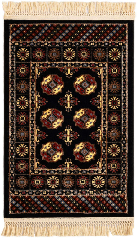 Black 2' x 3' 1 Tekke Rectangle Area Rug Classic Traditional Vintage Design Carpet for Living Rooms, Dining, Bedrooms, Office Space for Sale at Rug Engine