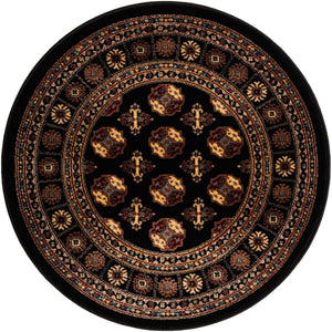 Black 3' 1 x 3' 1 Tekke Round Area Rug Classic Traditional Vintage Design Carpet for Living Rooms, Dining, Bedrooms, Office Space for Sale at Rug Engine
