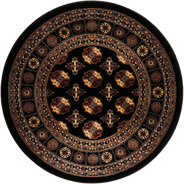 Black 3' 1 x 3' 1 Tekke Round Area Rug Classic Traditional Vintage Design Carpet for Living Rooms, Dining, Bedrooms, Office Space for Sale at Rug Engine
