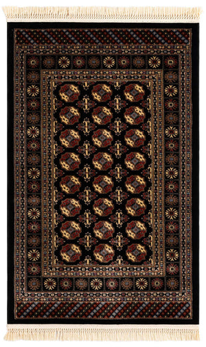 Black 3' 1 x 5' 3 Tekke Rectangle Area Rug Classic Traditional Vintage Design Carpet for Living Rooms, Dining, Bedrooms, Office Space for Sale at Rug Engine