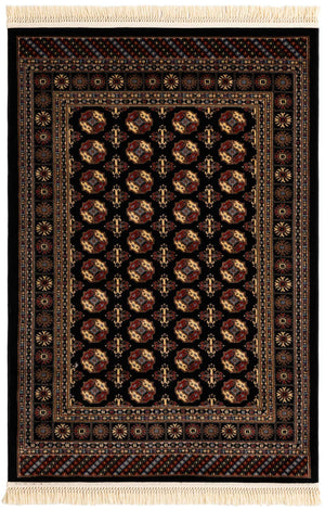 Black and White 4' 1 x 6' 1 Tekke Rectangle Area Rug Classic Traditional Vintage Design Carpet for Living Rooms, Dining, Bedrooms, Office Space for Sale at Rug Engine
