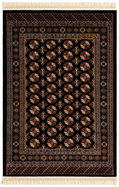 Black and White 4' 1 x 6' 1 Tekke Rectangle Area Rug Classic Traditional Vintage Design Carpet for Living Rooms, Dining, Bedrooms, Office Space for Sale at Rug Engine