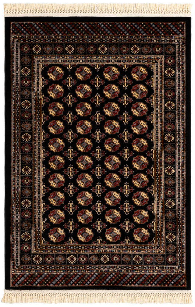 Black and White 4' 1 x 6' 1 Tekke Rectangle Area Rug Classic Traditional Vintage Design Carpet for Living Rooms, Dining, Bedrooms, Office Space for Sale at Rug Engine