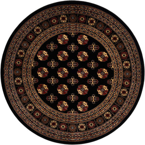 Black 5' 3 x 5' 3 Tekke Round Area Rug Classic Traditional Vintage Design Carpet for Living Rooms, Dining, Bedrooms, Office Space for Sale at Rug Engine