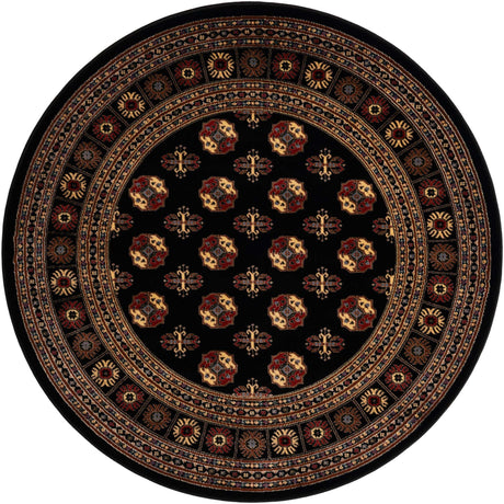Black 5' 3 x 5' 3 Tekke Round Area Rug Classic Traditional Vintage Design Carpet for Living Rooms, Dining, Bedrooms, Office Space for Sale at Rug Engine