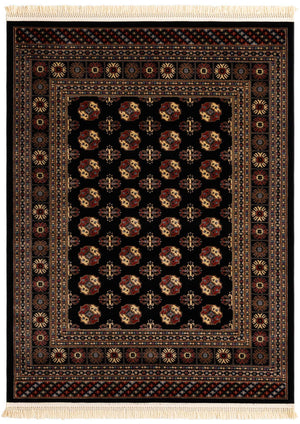 Black 5' 3 x 7' 1 Tekke Rectangle Area Rug Classic Traditional Vintage Design Carpet for Living Rooms, Dining, Bedrooms, Office Space for Sale at Rug Engine