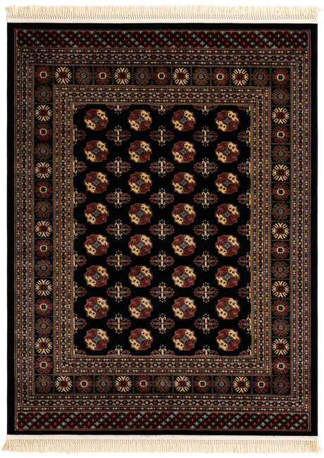 Black 5' 3 x 7' 1 Tekke Rectangle Area Rug Classic Traditional Vintage Design Carpet for Living Rooms, Dining, Bedrooms, Office Space for Sale at Rug Engine