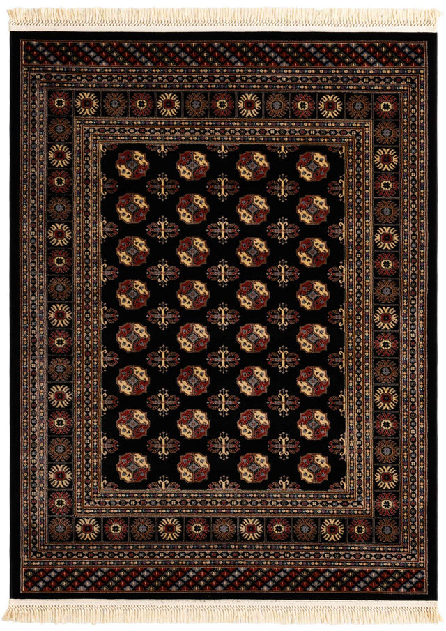 Black 5' 3 x 7' 1 Tekke Rectangle Area Rug Classic Traditional Vintage Design Carpet for Living Rooms, Dining, Bedrooms, Office Space for Sale at Rug Engine